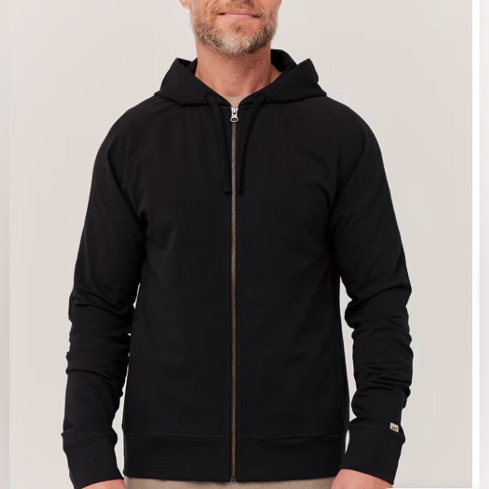 Pact Black Men's Stretch French Terry Zip Hoodie NWOT Size M